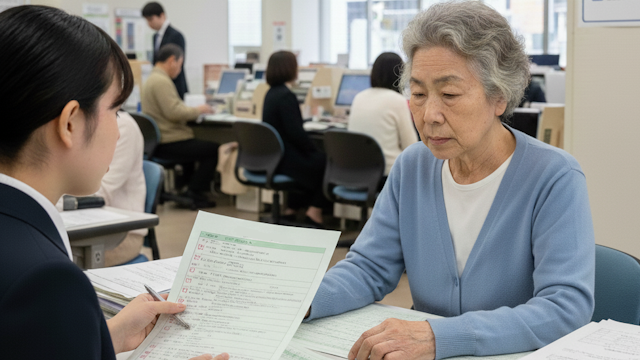 葬儀後に役所で故人の死後の手続きをしている遺族