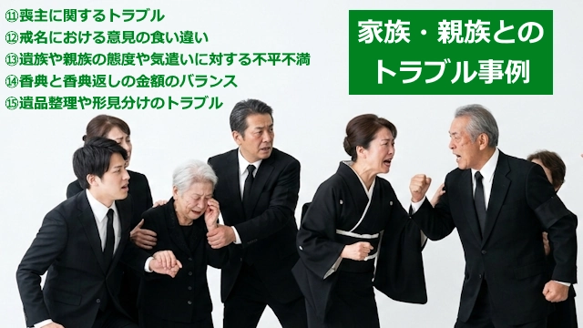 家族や親族の葬儀のトラブル事例について5つの具体例を紹介