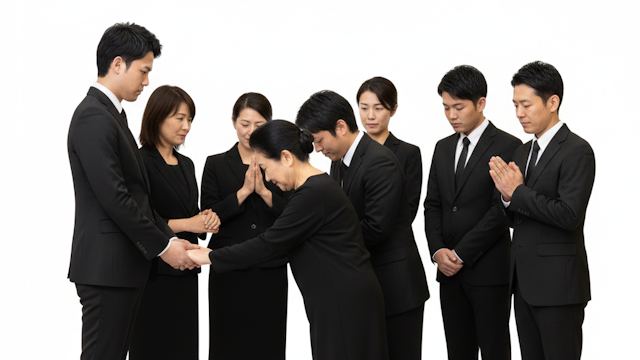 葬儀の日程スケジュールが無事に終わって親族から感謝されている遺族