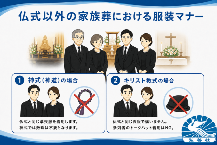 仏式以外の家族葬における服装マナーの違い