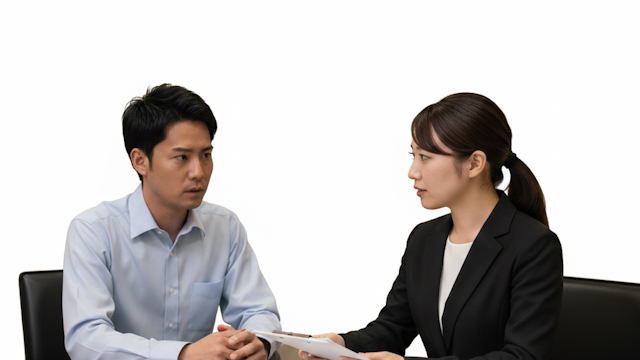 葬儀の流れについて葬儀社と打ち合わせをしている遺族