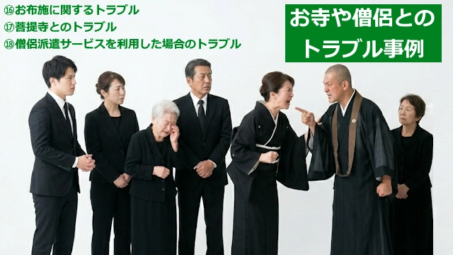 お寺や僧侶との葬儀のトラブル事例について3つの具体例を紹介
